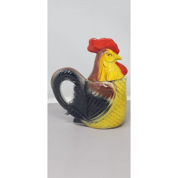 Vintage Artmark Ceramic Rooster Pitcher‎ With Handle And Pepper Shaker Head - Picture 3 of 16